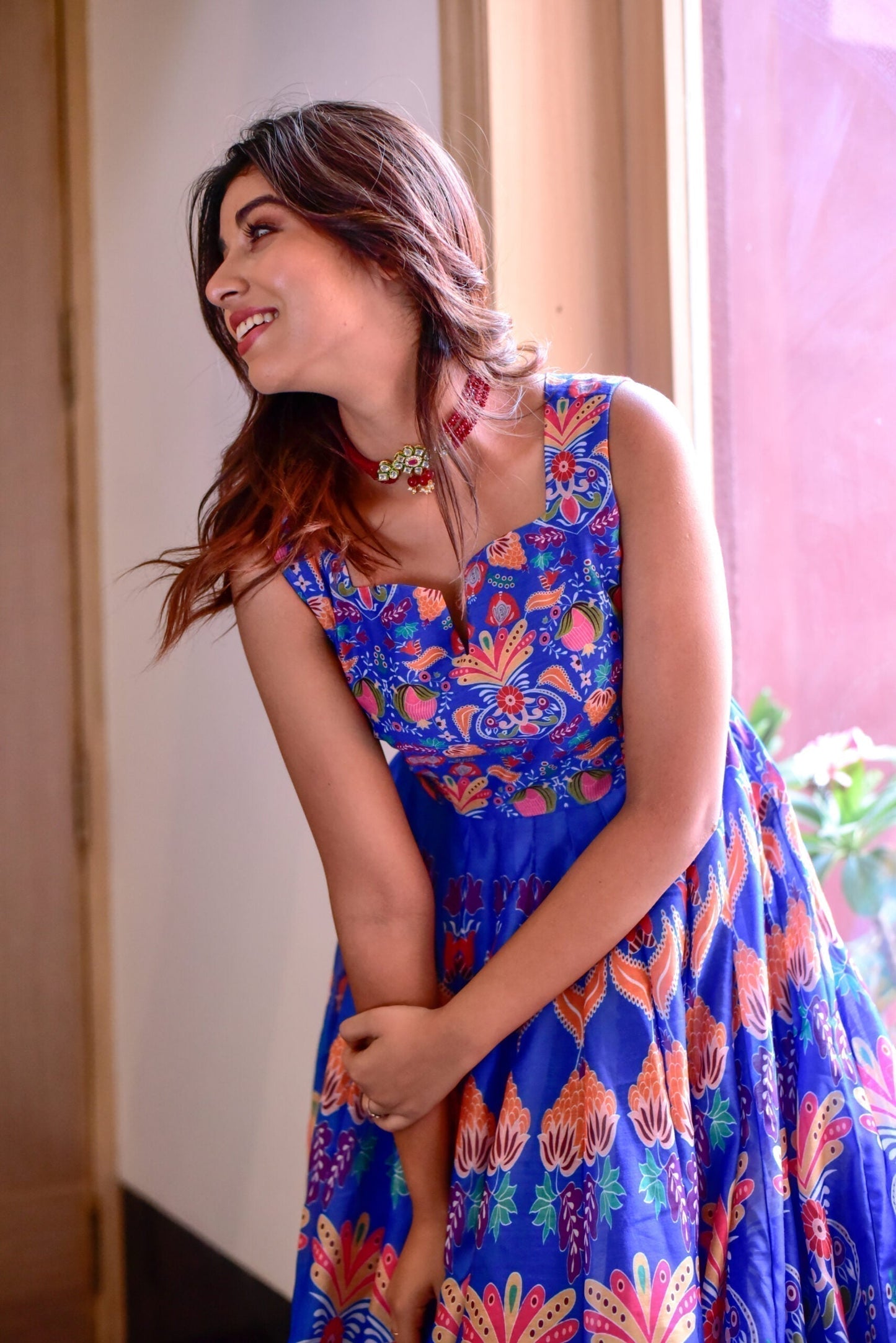 damini blue chanderi maxi