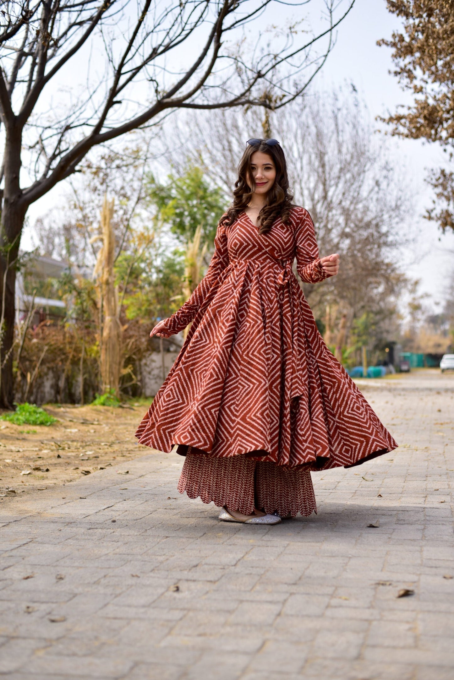 brown emerald suit set