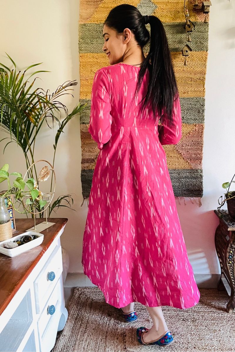 BOUGAINVILLEA IKAT ANGRAKHA DRESS