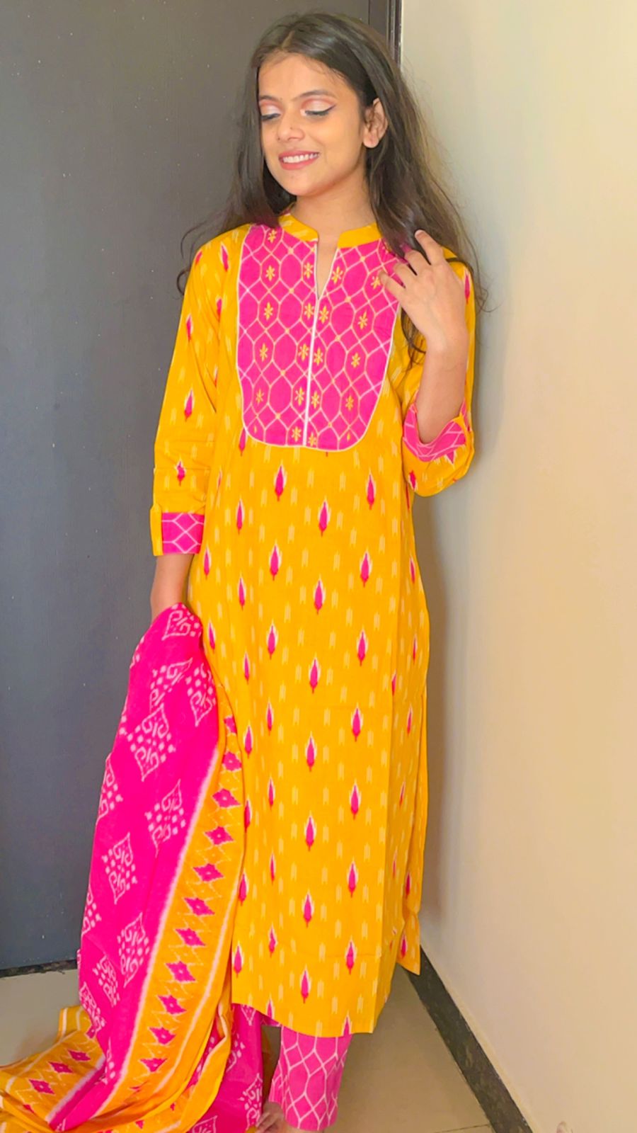 KesariyaVanity Elegant Ikkat Cotton Suit Set - DEAL