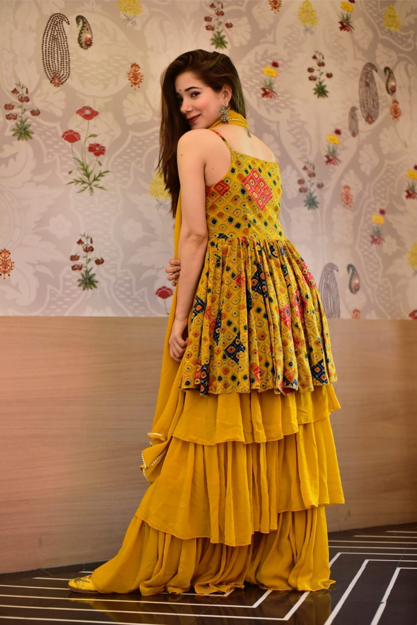 Gauri mustard sharara set