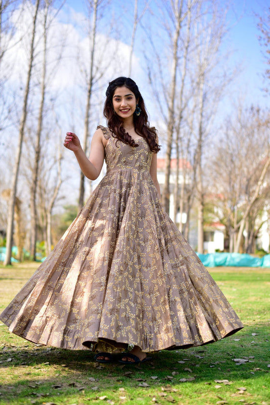 casper brown chanderi dress