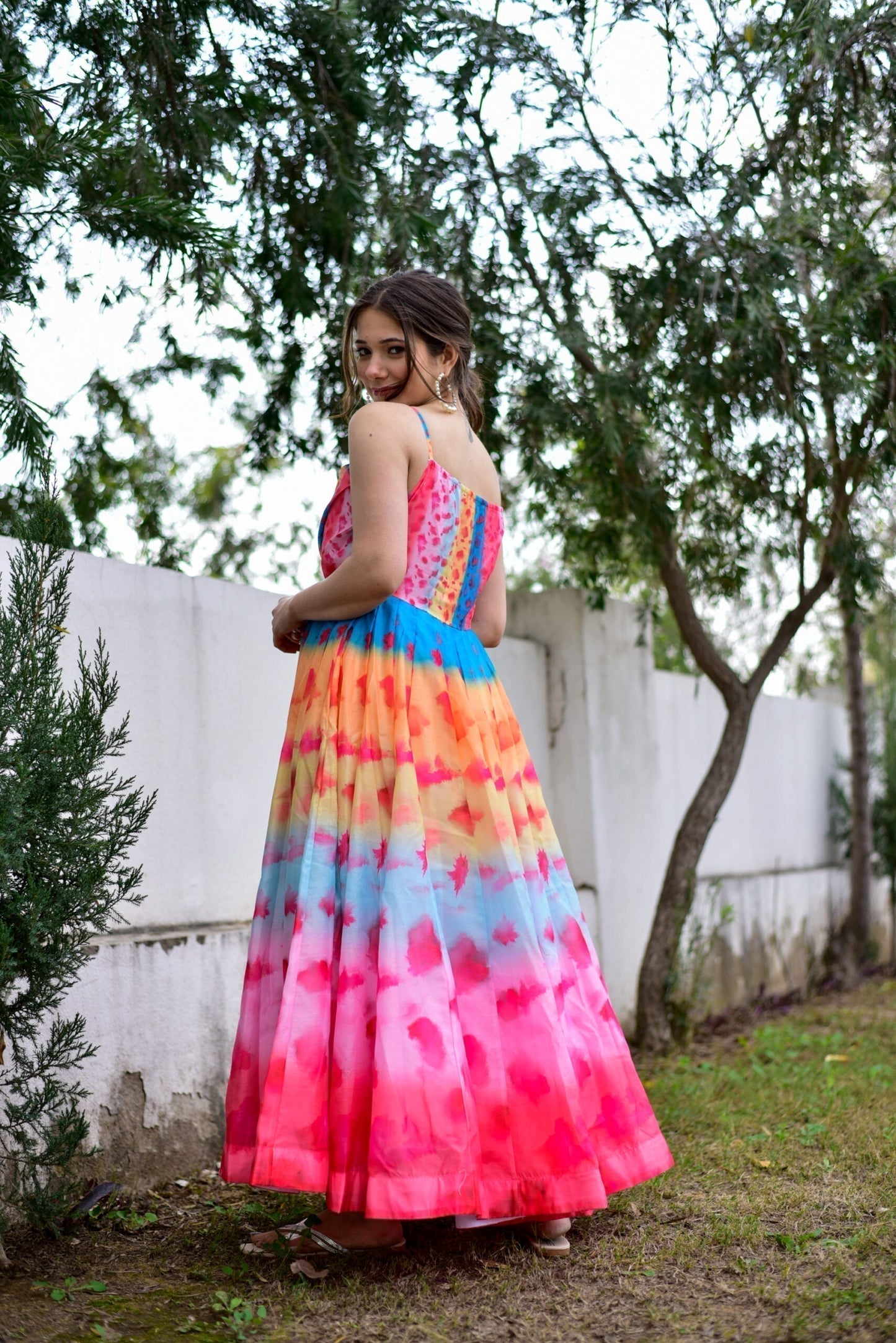 flamingo pink chanderi dress