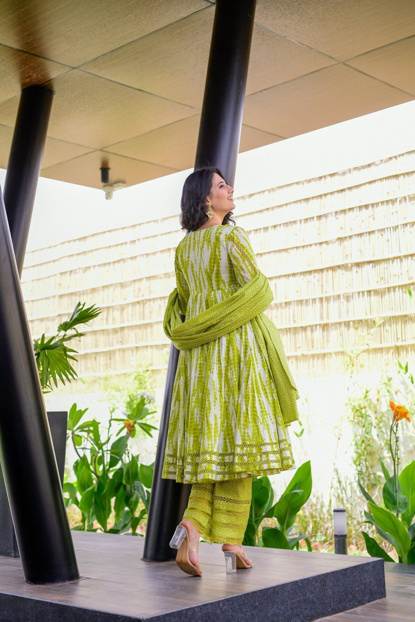 Mouni shibori green suit set