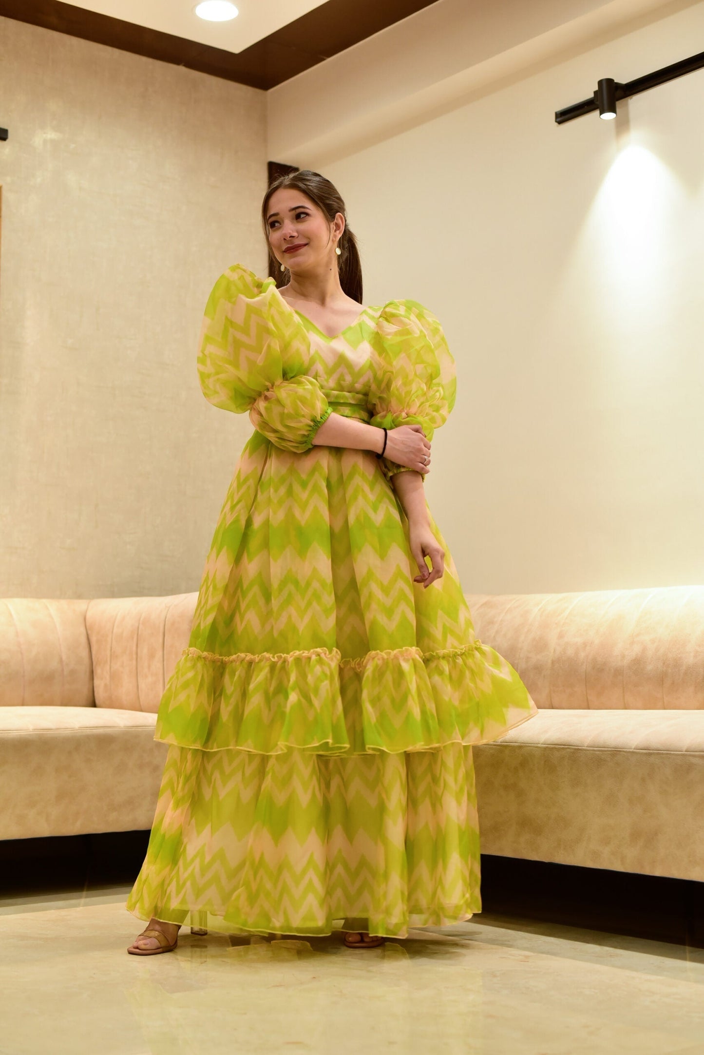 Elsa green organza dress