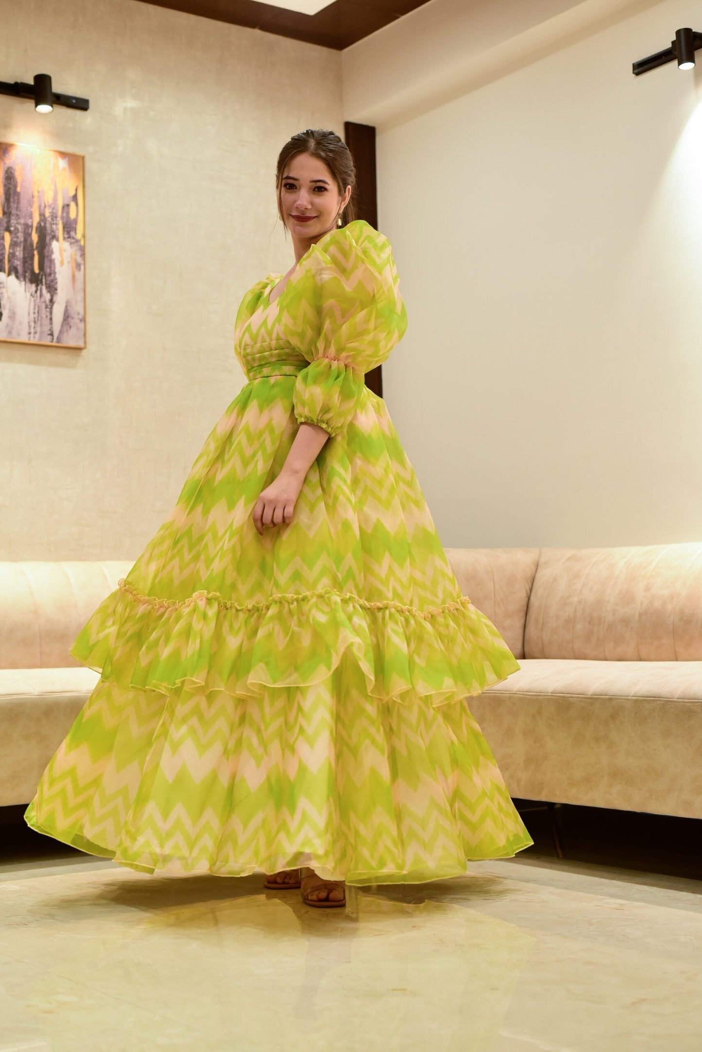 Elsa green organza dress