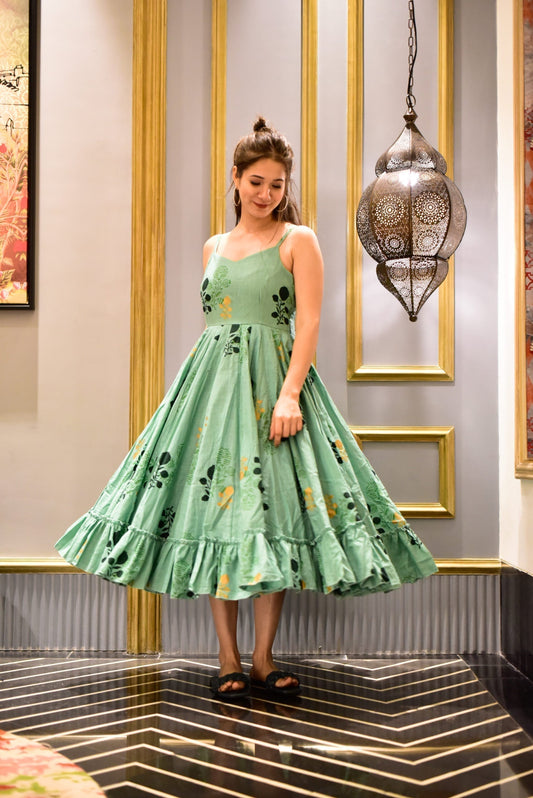 Green midi floral dress