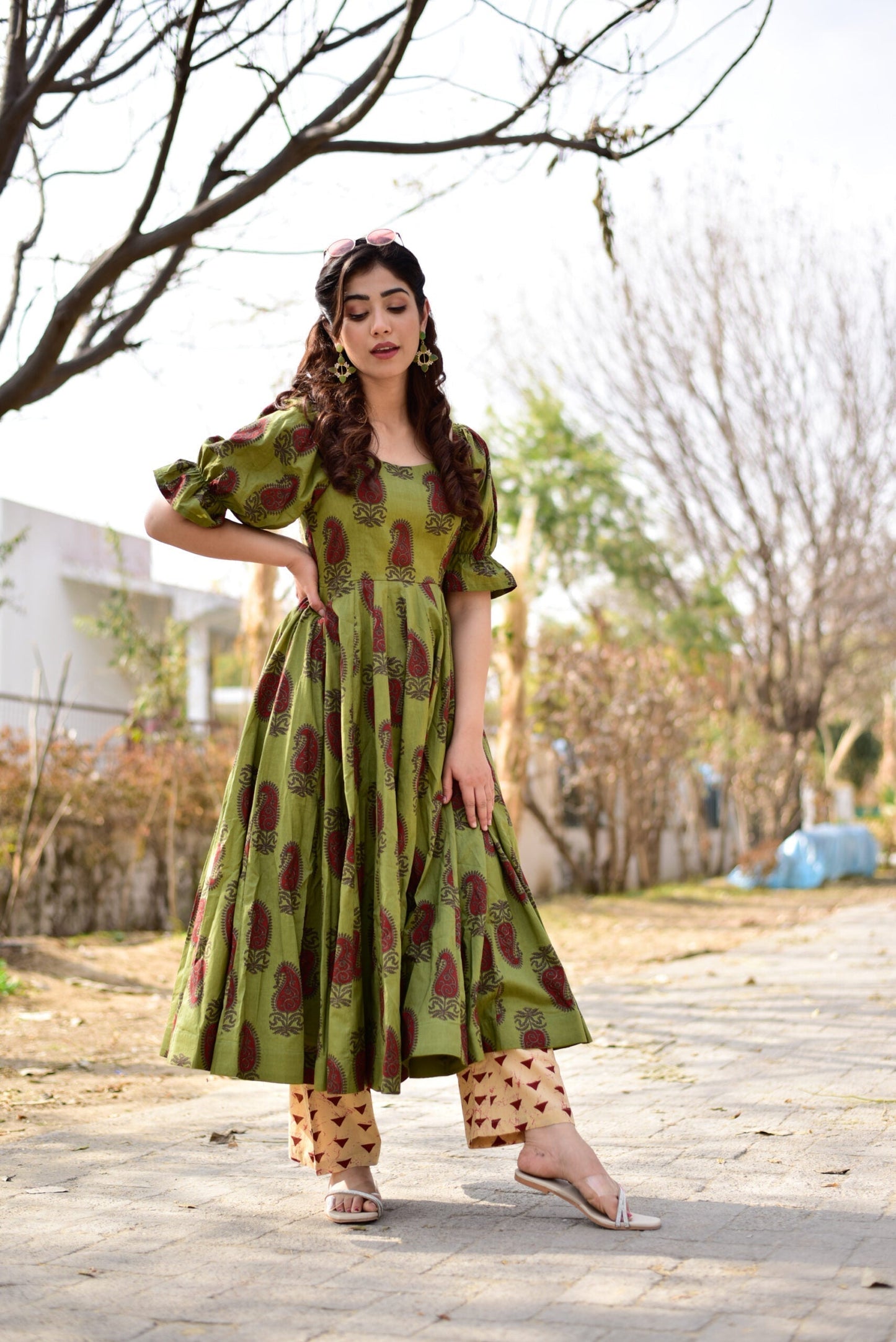 delicate green kurta set