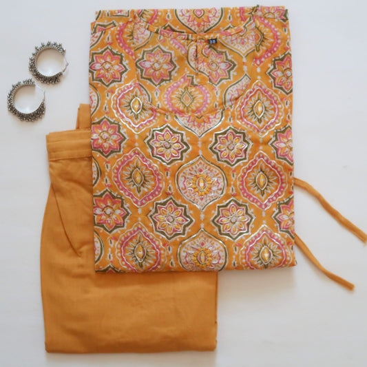 KesariyaVanity Elegant Mustard Pittan Work Suit - DEAL