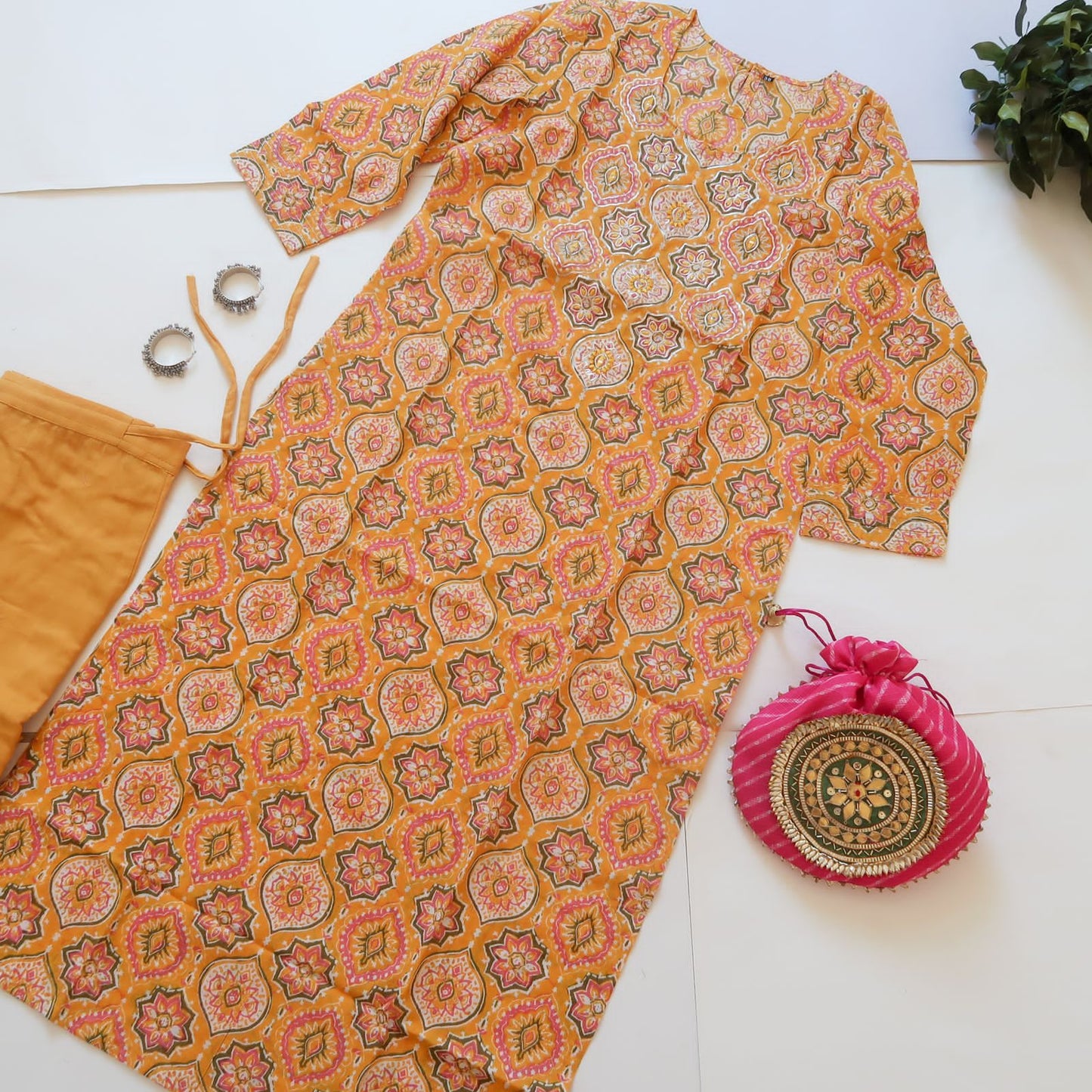 KesariyaVanity Elegant Mustard Pittan Work Suit - DEAL