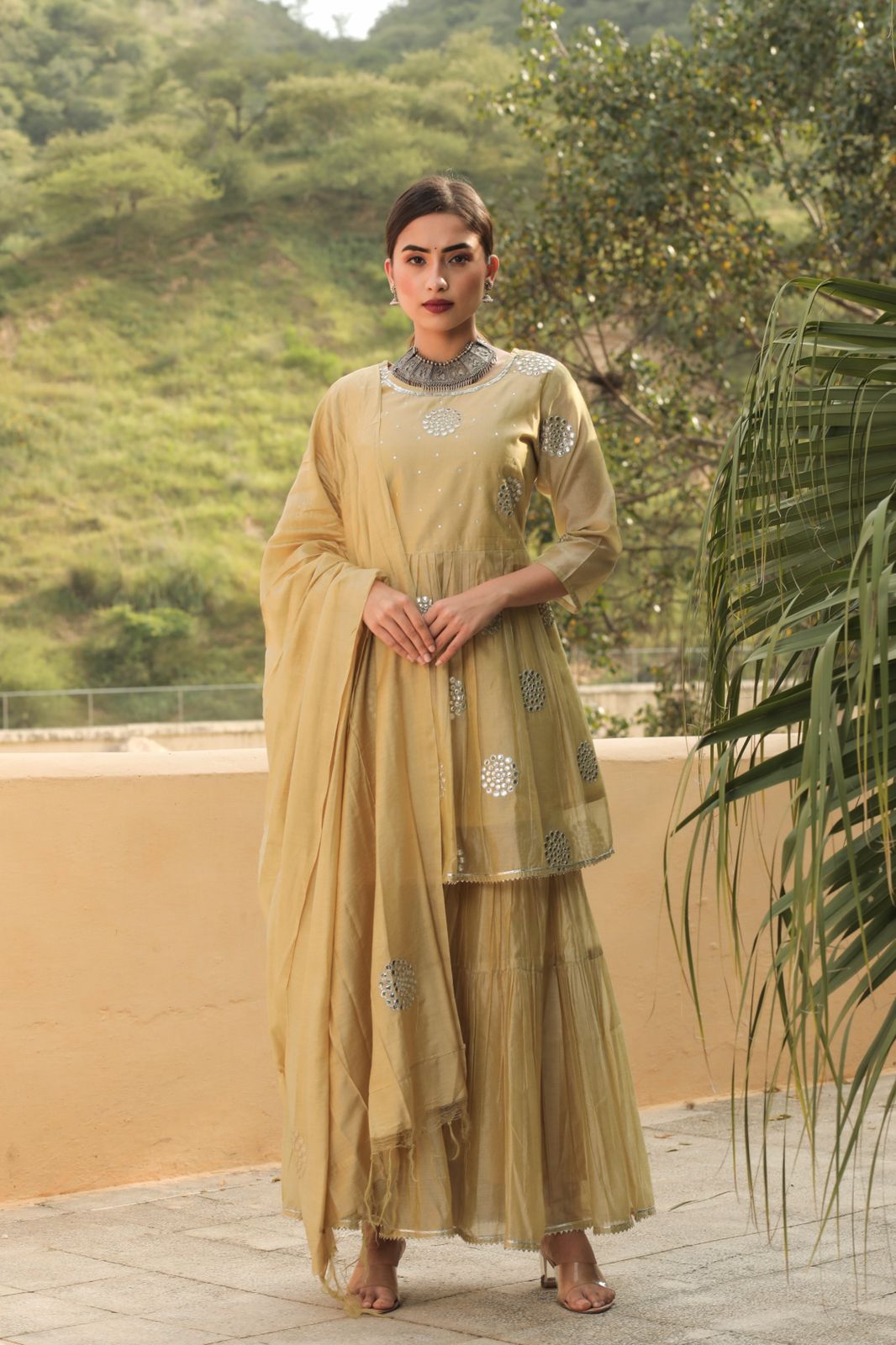 KesariyaVanity Designer Mirror Olive Festive Suit Set - DEAL