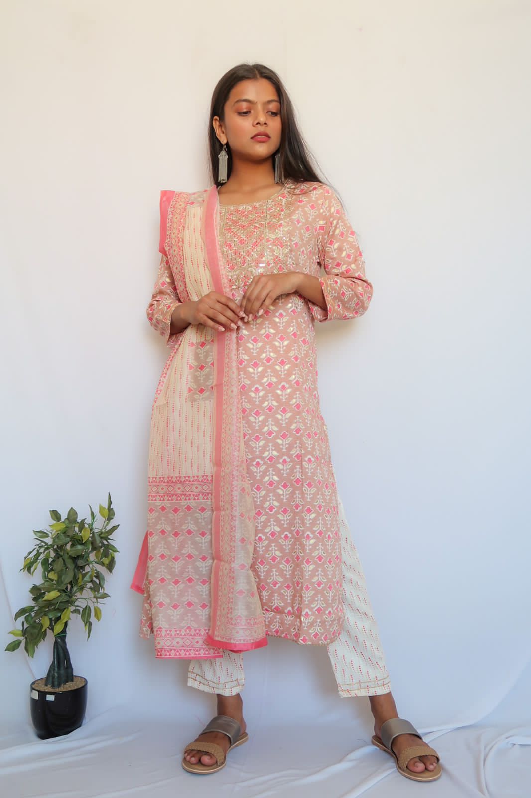 SALE: Soft Pink Latte Sequin Suit Set