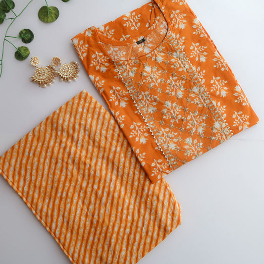 Mustard floral sequin Slim Fit Suit Set