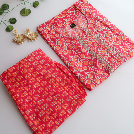 Pink orange hearts Slim Fit Suit Set