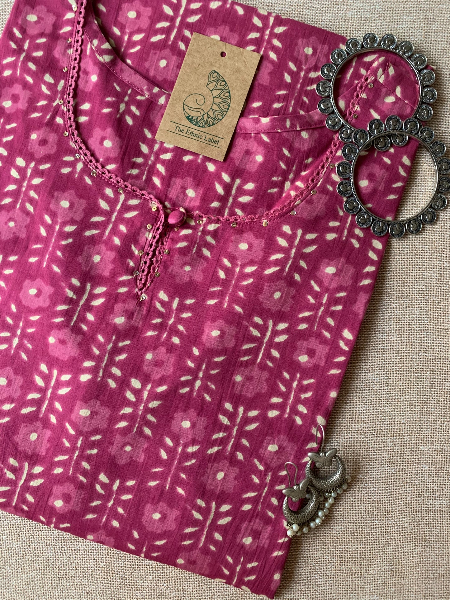 Bagru Hand block printed Laced Cotton Kurta - Big Size