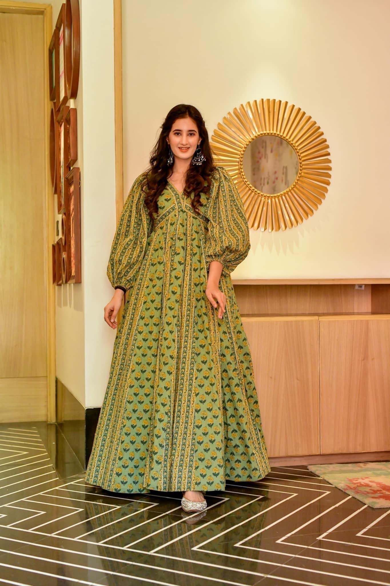 hazel green cotton maxi set