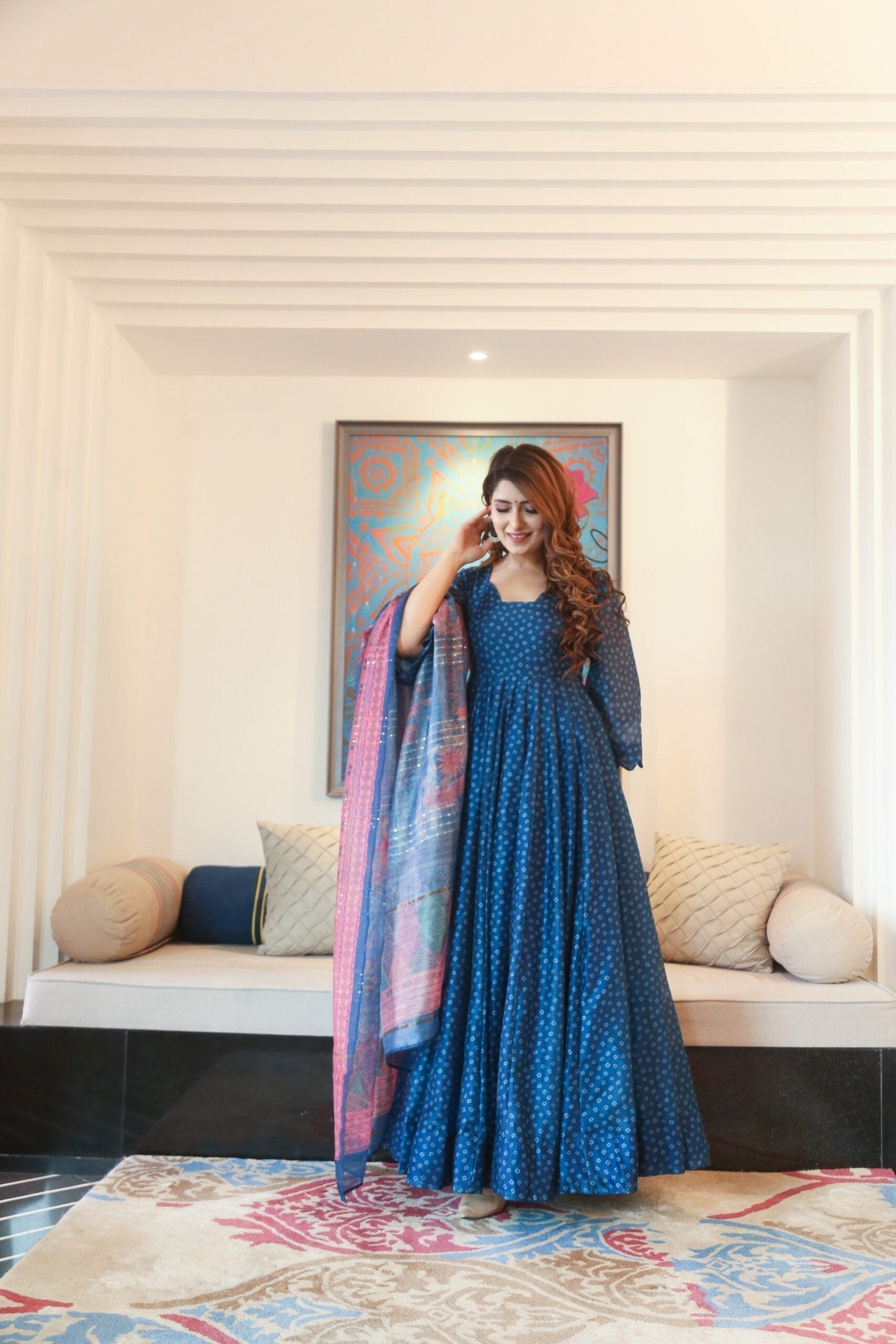 blue asmi chanderi maxi set