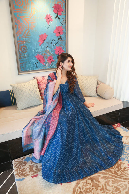 blue asmi chanderi maxi set