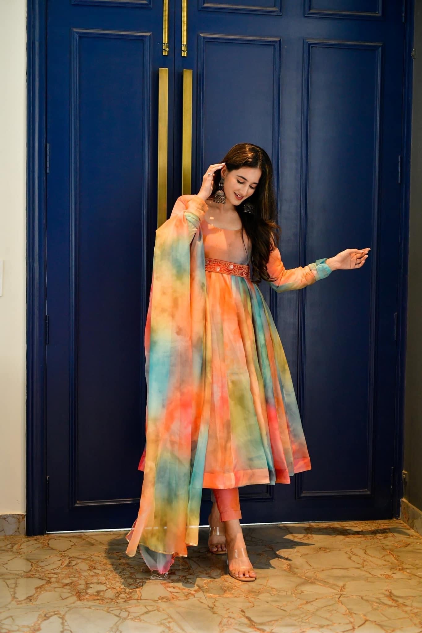 multicolor organza suit set