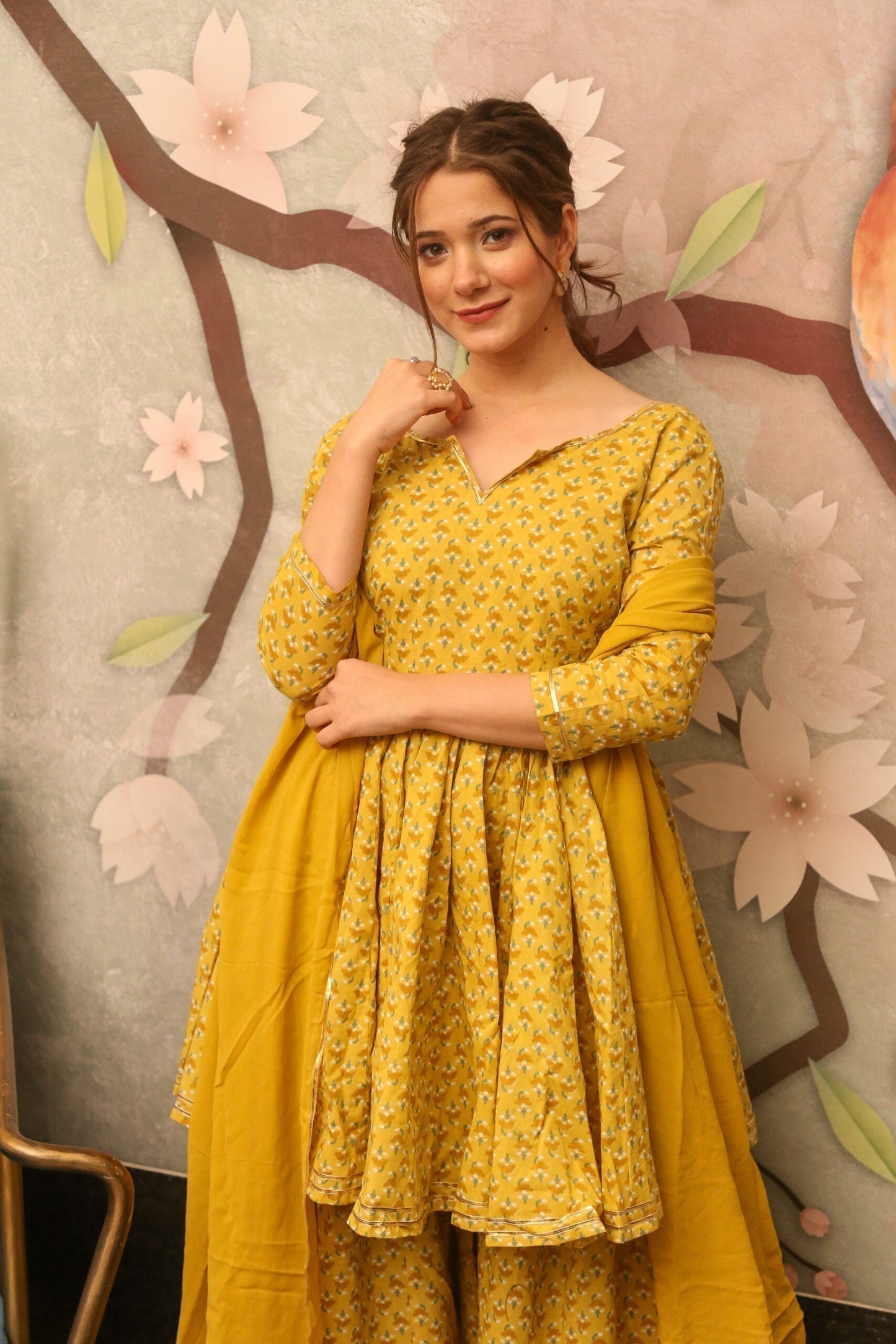 Della yellow kurta sharara set